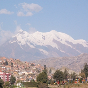 Huayna Potosí mountain viewed from La Paz, Bolivia.
