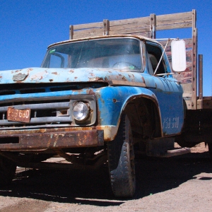 Beaten-up old truck in Salar de Uyuni, Bolivia.
