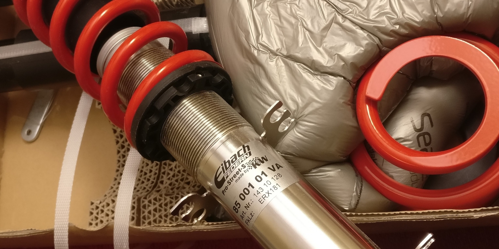 Eibach/KW coilover in the box with packaging